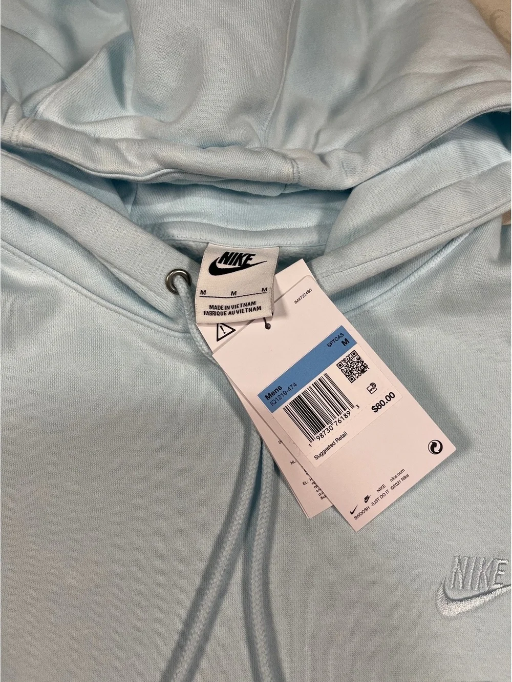 Nike Sportswear Fleece Hoodie Light Blue Size Medium